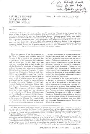 Revised Synopsis of Panamanian Euphorbiaceae