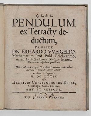 Seller image for Q.D.B.V. Pendulum de Tetracty deductum. for sale by Martayan Lan