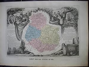 Seller image for Carte du dpartement de la CTE D'OR (extraite de l'Atlas National illustr des 89 Dpartements et des Possessions de la France, par Levasseur V., publie par Pelissier, dition de 1869) for sale by Librairie Rouchaleou