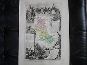 Seller image for Carte du dpartement de la LOIRE (extraite de l'Atlas National illustr des 89 Dpartements et des Possessions de la France, par Levasseur V., publie par Pelissier, dition de 1869) for sale by Librairie Rouchaleou