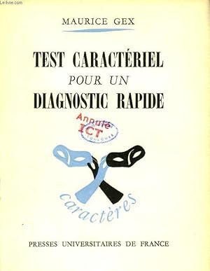 Image du vendeur pour TEST CARACTERIEL POUR UN DIAGNOSTIC RAPIDE mis en vente par Le-Livre