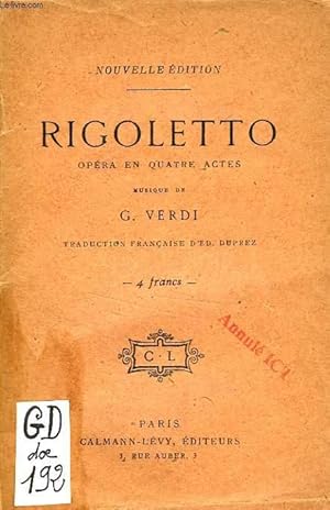 Immagine del venditore per RIGOLETTO, OPERA EN 4 ACTES venduto da Le-Livre