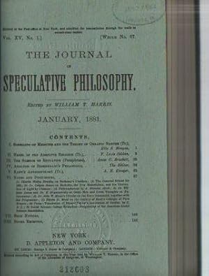 The Journal of Speculative Philosophy, Vol XV: 1881