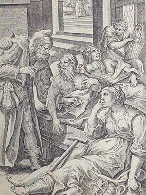 Infirmus eram et visitastis me. (Matt. 25.36.). Gravure originale du XVIIe siècle