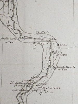 Voyage dans la Basse et Haute Egypte : Carte de la haute Egypte sur laquelle sont tracées les mar...