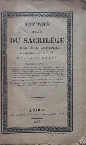 Seller image for Histoire abrge du Sacrilge chez les diffrens peuples et particulirement en France, seconde partie for sale by Bouquinerie L'Ivre Livre