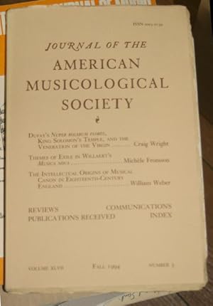 Seller image for Journal of the American Musicological Society. Volume XLVII Fall 1994, Number 3 for sale by Veery Books