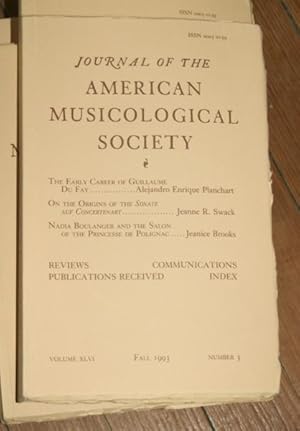 Seller image for Journal of the American Musicological Society. Volume XLVI Fall 1993, Number 3 for sale by Veery Books