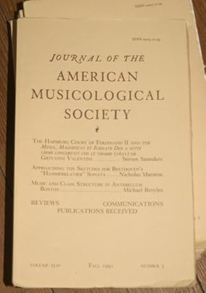 Seller image for Journal of the American Musicological Society. Volume XLIV Fall 1991, Number 3 for sale by Veery Books