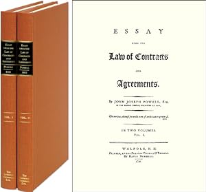 Bild des Verkufers fr Essay Upon the Law of Contracts and Agreements. 2 Vols zum Verkauf von The Lawbook Exchange, Ltd., ABAA  ILAB