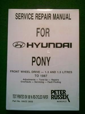 Imagen del vendedor de Service Repair Manual For Hyundai Pony a la venta por Shelley's Books