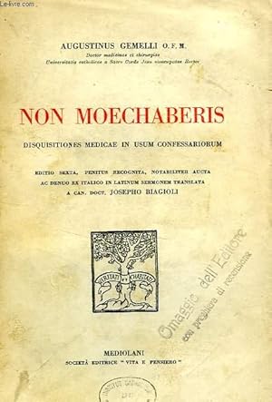 Seller image for NON MOECHABERIS, DISQUISITIONES MEDICAE IN USUM CONFESSARIORUM for sale by Le-Livre