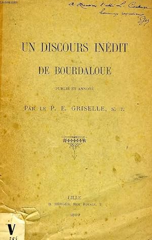 Bild des Verkufers fr UN DISCOURS INEDIT DE BOURDALOUE zum Verkauf von Le-Livre