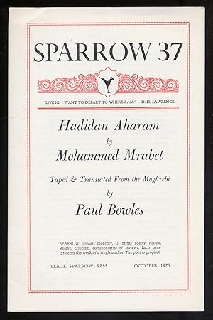 Bild des Verkufers fr Hadidan Aharam appearing in Sparrow 37 October 1975 zum Verkauf von Between the Covers-Rare Books, Inc. ABAA