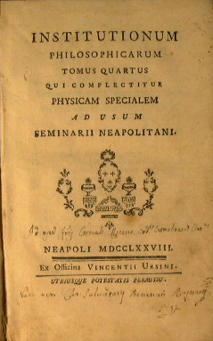 Institutionum philosophicarum Tomus quartus qui complectitur physicam specialem ad usum seminarii...
