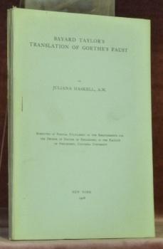 Bild des Verkufers fr Bayard Taylor's Translation of Goethe's Faust. zum Verkauf von Bouquinerie du Varis