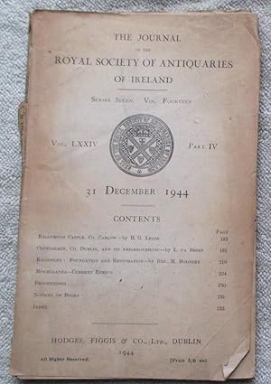 Bild des Verkufers fr The Journal of the Royal Society of Antiquaries of Ireland Vol. 74 Part 4, December 1944 zum Verkauf von Glenbower Books