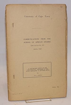 Imagen del vendedor de A preliminary study of the lexicological influence of the Nguni languages on Southern Sotho a la venta por Bolerium Books Inc.