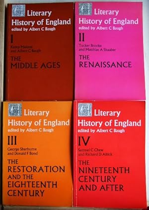 Bild des Verkufers fr Literary History of England. 4 Bnde. Bd. 1: The Middle Ages (to 1500), Bd. 2: The Renaissance (1500-1660), Bd. 3: The Restoration and the Eighteenth Century (1660-1789), Bd. 4: The Nineteenth Century and after (1789-1939). zum Verkauf von Antiquariat Blschke