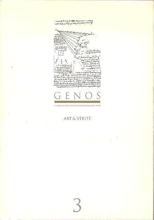 Imagen del vendedor de Genos, n 3: Art et vrit, a la venta por L'Odeur du Book