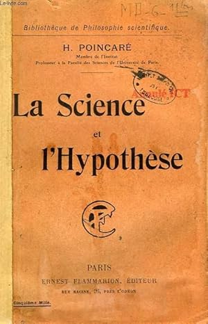 Bild des Verkufers fr LA SCIENCE ET L'HYPOTHESE zum Verkauf von Le-Livre