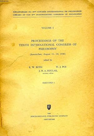 Bild des Verkufers fr PROCEEDINGS OF THE TENTH INTERNATIONAL CONGRESS OF PHILOSOPHY, VOLUME I zum Verkauf von Le-Livre