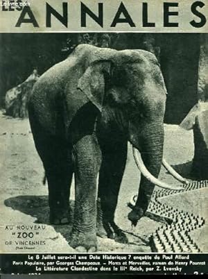 Immagine del venditore per LES ANNALES POLITIQUES ET LITTERAIRES N 2499 Au nouveau "Zoo" de Vincennes (Photo Kitrosser). venduto da Le-Livre