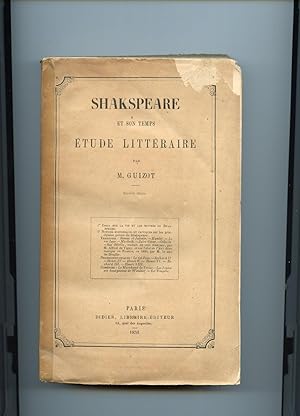 SHAKESPEARE ET SON TEMPS. Etude littéraire. Nouvelle édition