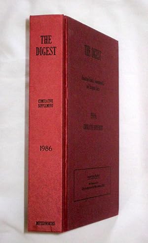 Bild des Verkufers fr The Digest Annotated British, Commonwealth and European Cases, 1986 Cumulative Supplement. zum Verkauf von Tony Hutchinson