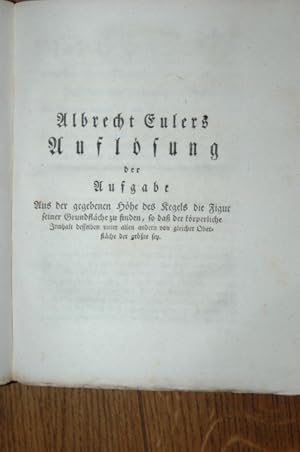 Auflösung der Aufgabe aus der gegebenen Höhe des Kegels die Figur seiner Grundfläche zu finden, s...