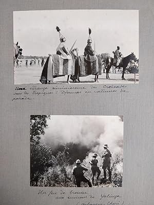 Seller image for 2 Photographies originales - Cavaliers Haoussa (ou Djermas)  Niamey au Niger & Feu de Brousse en Oubangui-Chari (Centrafrique) for sale by Librairie Trois Plumes