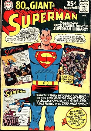 Superman No. 183 / January 1966 / 80 pg. Giant G18 / Featuring Prize Stories from the Superman Li...