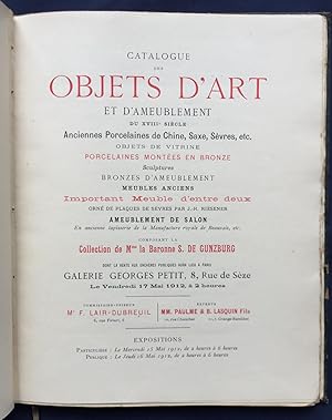 Catalogue des Objets d'Art et d'Ameublement du XVIIIe Siècle. Anciennes Porcelaines de Chine, Sax...