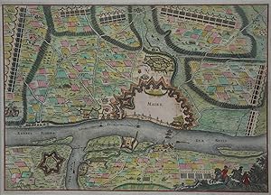 Mainz - Befestigungsplan mit Belagerung 1689