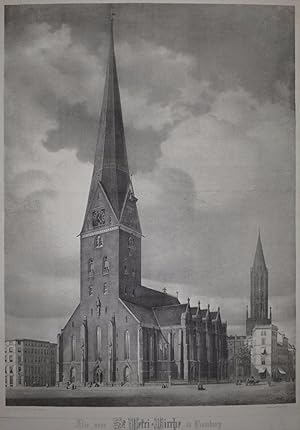 Die neue St. Petri=Kirche in Hamburg nach dem Entwurfe von Professor H. Fersenfeldt u. A. de Chat...