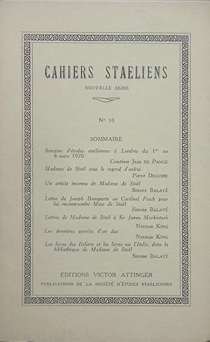 Imagen del vendedor de CAHIERS STALIENS Nouvelle srie N 10 Juin 1970 a la venta por Bouquinerie L'Ivre Livre