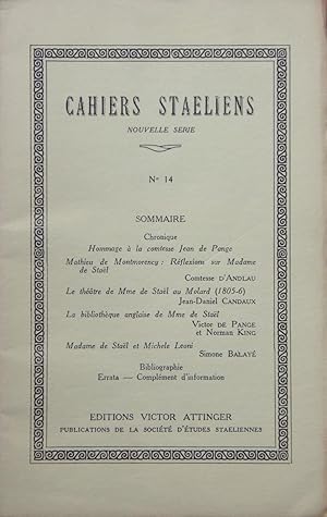 Imagen del vendedor de CAHIERS STALIENS Nouvelle srie N 14 Septembre 1972 a la venta por Bouquinerie L'Ivre Livre