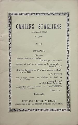 Imagen del vendedor de CAHIERS STALIENS Nouvelle srie N 12 Juin 1971 a la venta por Bouquinerie L'Ivre Livre