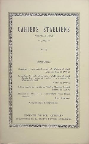 Seller image for CAHIERS STALIENS Nouvelle srie N 13 Dcembre 1971 for sale by Bouquinerie L'Ivre Livre