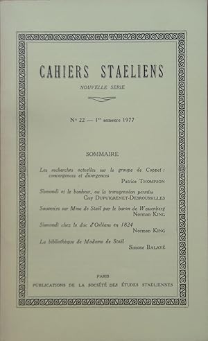 Bild des Verkufers fr CAHIERS STALIENS Nouvelle srie N 22 Ier semestre 1977 zum Verkauf von Bouquinerie L'Ivre Livre