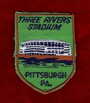 Vintage Three Rivers Stadium (Pittsburgh) Escutcheon-Shaped Embroidered Souvenir Patch, 1987. Pit...