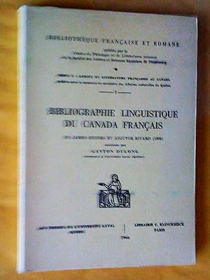 Bild des Verkufers fr Bibliographie linguistique du Canada franais zum Verkauf von Claudine Bouvier