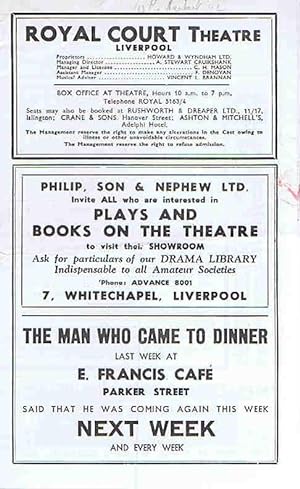 Seller image for The Wind and the Rain: Royal Court Theatre Liverpool Programme for sale by Lazy Letters Books