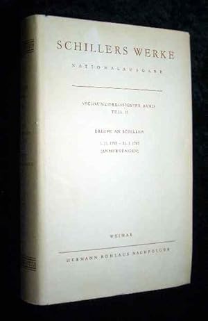 Bild des Verkufers fr Schillers Werke; Band 36., Briefwechsel : Briefe an Schiller ; 1. 11. 1795 - 31. 3. 1797. Teil 2. (Anmerkungen). Hrsg. von Norbert Oellers. zum Verkauf von Roland Antiquariat UG haftungsbeschrnkt