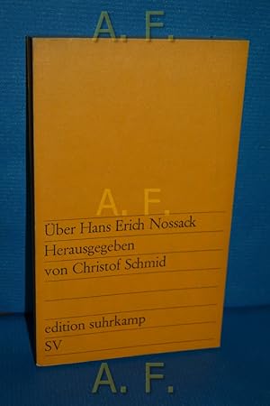Bild des Verkufers fr ber Hans Erich Nossack. edition suhrkamp 406 zum Verkauf von Antiquarische Fundgrube e.U.