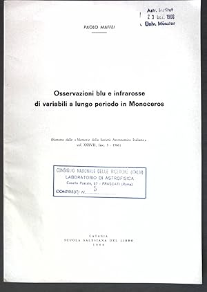 Bild des Verkufers fr Osservazioni blu e infrarosse di variabili a lungo periodo in Monoceros; Estratto dalle Memorie della Societ Astronomica Italiana; zum Verkauf von books4less (Versandantiquariat Petra Gros GmbH & Co. KG)