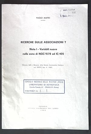 Bild des Verkufers fr Ricerche sulle associazioni T: Nota I - Variabili nuove nella zona di NGC 1579 ed IC 405; Estratto dalle Memorie della Societ Astronomica Italiana; zum Verkauf von books4less (Versandantiquariat Petra Gros GmbH & Co. KG)