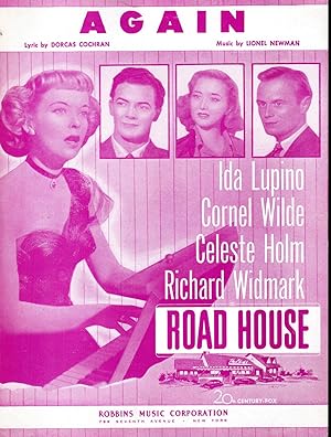 Bild des Verkufers fr Again".from the 20th Century-Fox Movie Road House (Sheet Music) zum Verkauf von Dorley House Books, Inc.