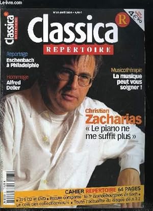 Image du vendeur pour CLASSICA REPERTOIRE N 61 - Christian Zacharias, pianiste il s'est ouvert avec talent a la direction d'orchestre, La musicothrapie : quand la musique adoucit les maux, La musique au moyen age, Janine Reiss, la diva de l'ombre, Nicolas Bacri : itinraire mis en vente par Le-Livre