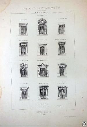 Antigua lámina - Old Plate : PORTES D'ALLÉE à Paris. L'ARCHITECTURE PRIVÉE AU XIXme SIÈCLE.